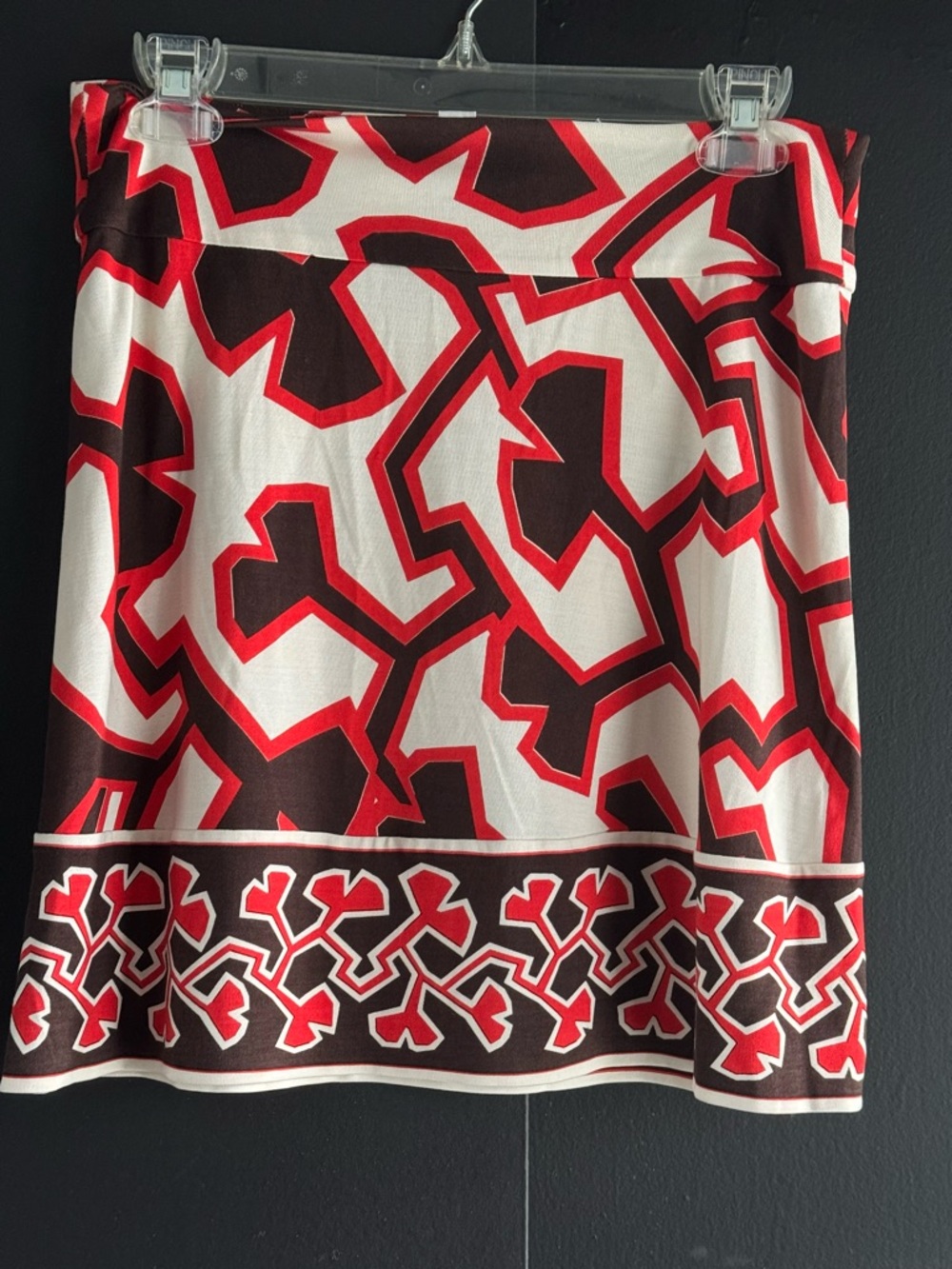 Diane Von Furstenberg Red, Black and White Geometric Mini Skirt